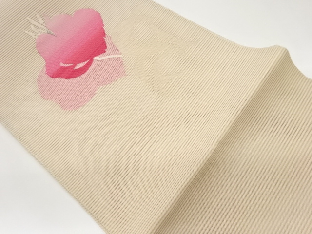 絽綴れ抽象花葉模様織出し名古屋帯